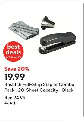 Staples Bostitch Full-Strip Stapler Combo Pack - 20-Sheet Capacity - Black offer