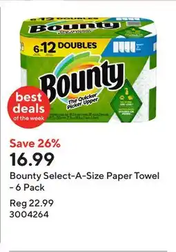 Staples Bounty Select-A-Size Paper Towel - 6 Pack offer