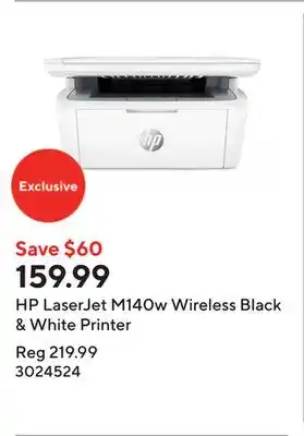 Staples HP LaserJet M140w Wireless Black & White Printer offer