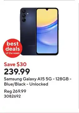 Staples Samsung Galaxy A15 5G - 128GB - Blue/Black - Unlocked offer