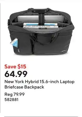 Staples New York Hybrid 15.6-inch Laptop Briefcase Backpack offer