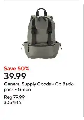 Staples General Supply Goods + Co Backpack - Green offer