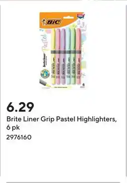 Staples Brite Liner Grip Pastel Highlighters, 6 pk offer