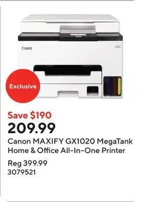 Staples Canon MAXIFY GX1020 MegaTank Home & Office All-In-One Printer offer