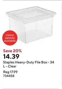 Staples Staples Heavy-Duty File Box - 34 L - Clear offer