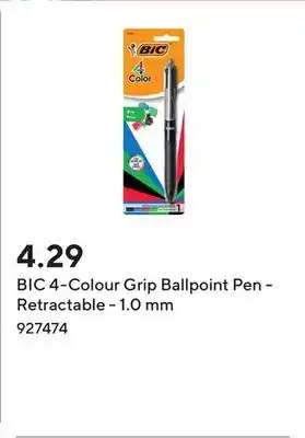 Staples BIC 4-Colour Grip Ballpoint Pen - Retractable - 1.0 mm offer