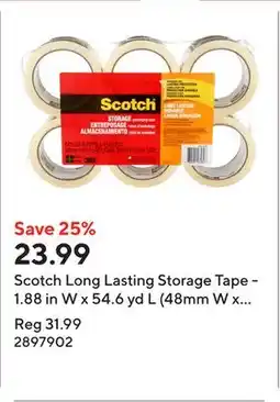 Staples Scotch Long Lasting Storage Tape - 1.88 in W x 54.6 yd L (48mm W x 50 m L) - 6 Pack offer