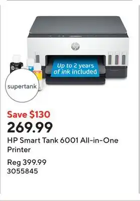 Staples HP Smart Tank 6001 All-in-One Printer offer