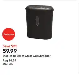 Staples Staples 10 Sheet Cross Cut Shredder offer