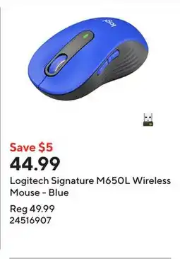 Staples Logitech Signature M650L Wireless Mouse - Blue offer