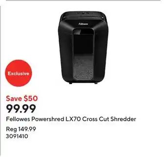 Staples Fellowes Powershred LX70 Cross Cut Shredder offer