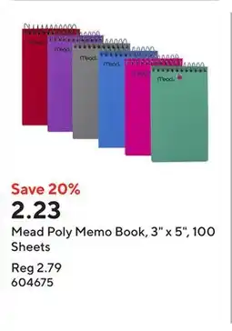 Staples Mead Poly Memo Book, 3 x 5, 100 Sheets offer