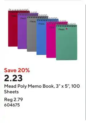 Staples Mead Poly Memo Book, 3 x 5, 100 Sheets offer