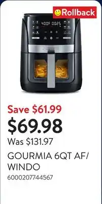 Walmart GOURMIA 6QT AF/WINDO offer