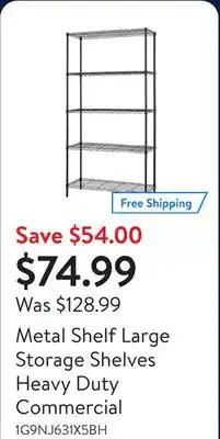 Walmart Metal Shelf Large Storage Shelves Heavy Duty Commercial offer