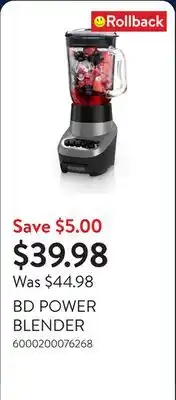 Walmart BD POWER BLENDER offer