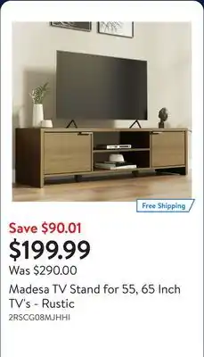 Walmart Madesa TV Stand for 55, 65 Inch TV's - Rustic offer