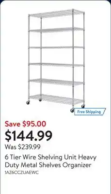 Walmart 6 Tier Wire Shelving Unit Heavy Duty Metal Shelves Organizer offer