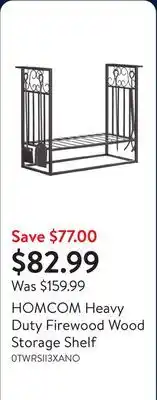 Walmart HOMCOM Heavy Duty Firewood Wood Storage Shelf offer