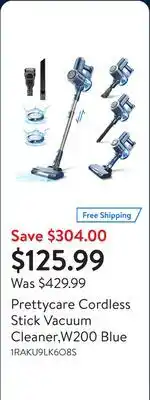 Walmart Prettycare Cordless Stick Vacuum Cleaner,W200 Blue offer