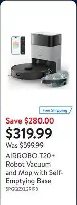 Walmart AIRROBO T20+ Robot Vacuum and Mop with Self-Emptying Base offer