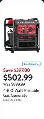 Walmart 4400-Watt Portable Gas Generator offer