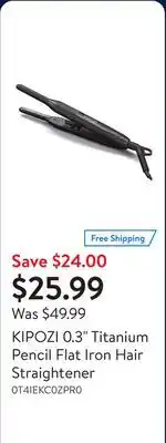 Walmart KIPOZI 0.3 Titanium Pencil Flat Iron Hair Straightener offer