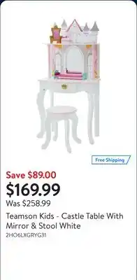 Walmart Teamson Kids - Castle Table With Mirror & Stool White offer