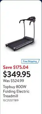 Walmart Topbuy 800W Folding Electric Treadmill offer