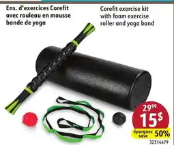 Hart Corefit exercise kit with foam exercise roller and yoga band offer