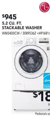 RONA LG 5.2 CU. FT. Stackable Washer offer