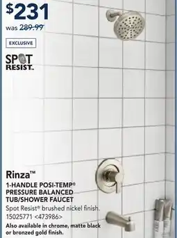 RONA MOEN Rinza 1-HANDLE POSI-TEMP PRESSURE BALANCED TUB/SHOWER FAUCET offer