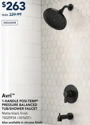 RONA 1-HANDLE POSI-TEMP PRESSURE BALANCED TUB/SHOWER FAUCET offer