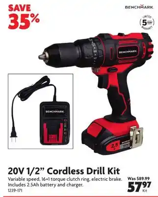 Home Hardware 20V 1/2 Cordless Drill Kit offer