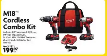 Home Hardware M18 Cordless Combo Kit offer