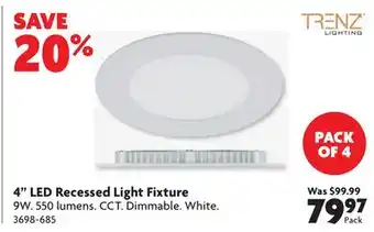 Home Hardware 4 LED Recessed Light Fixture offer