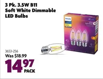 Home Hardware 3 Pk. 3.5W B11 Soft White Dimmable LED Bulbs offer