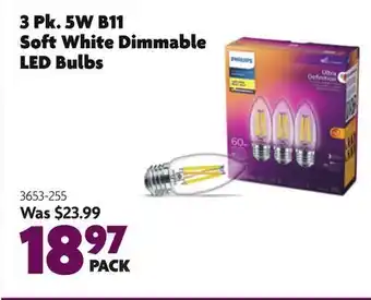 Home Hardware 3 Pk. 5W B11 Soft White Dimmable LED Bulbs offer