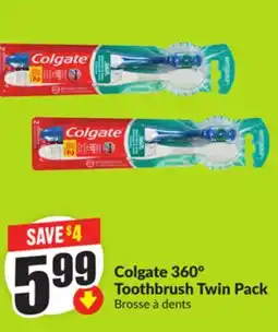 FreshCo Colgate 360 Toothbrush Twin Pack offer