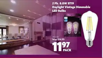 Home Hardware 2 Pk. 8.8W ST19 Daylight Vintage Dimmable LED Bulbs offer