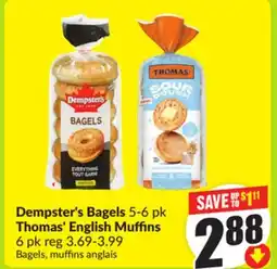 FreshCo Dempster's Bagels 5-6 pk Thomas' English Muffins 6 pk offer