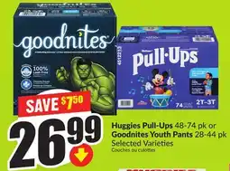 FreshCo Huggies Pull-Ups 48-74 pk or Goodnites Youth Pants 28-44 pk offer