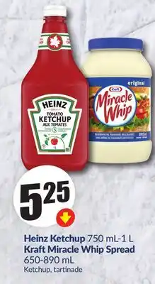 FreshCo Heinz Ketchup 750 mL-1L or Kraft Miracle Whip Spread 650-890 mL offer