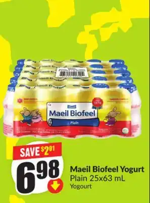 FreshCo Maeil Biofeel Yogurt, Plain 25x63 mL offer