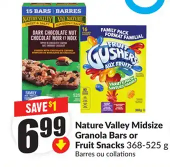 FreshCo Nature Valley Midsize Granola Bars or Fruit Snacks 368-525 g offer