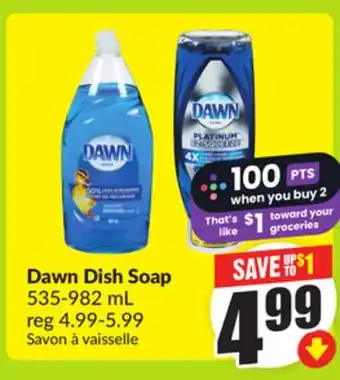 FreshCo Dawn Dish Soap 535-982 mL offer