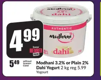 Chalo FreshCo Modhani 3.2% or Plain 2% Dahi Yogurt 2 offer