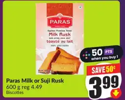 Chalo FreshCo Paras Milk or Suji Rusk 600 g offer