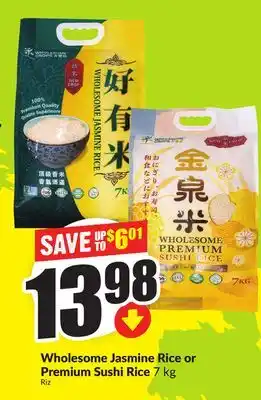 Chalo FreshCo Wholesome Jasmine Rice or Premium Sushi Rice, 7 kg offer