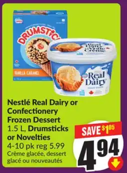 Chalo FreshCo Nestlé Real Dairy or Confectionery Frozen Dessert 1.5 L, Drumsticks or Novelties 4-10 pk offer